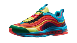 Side view of rainbow sneaker